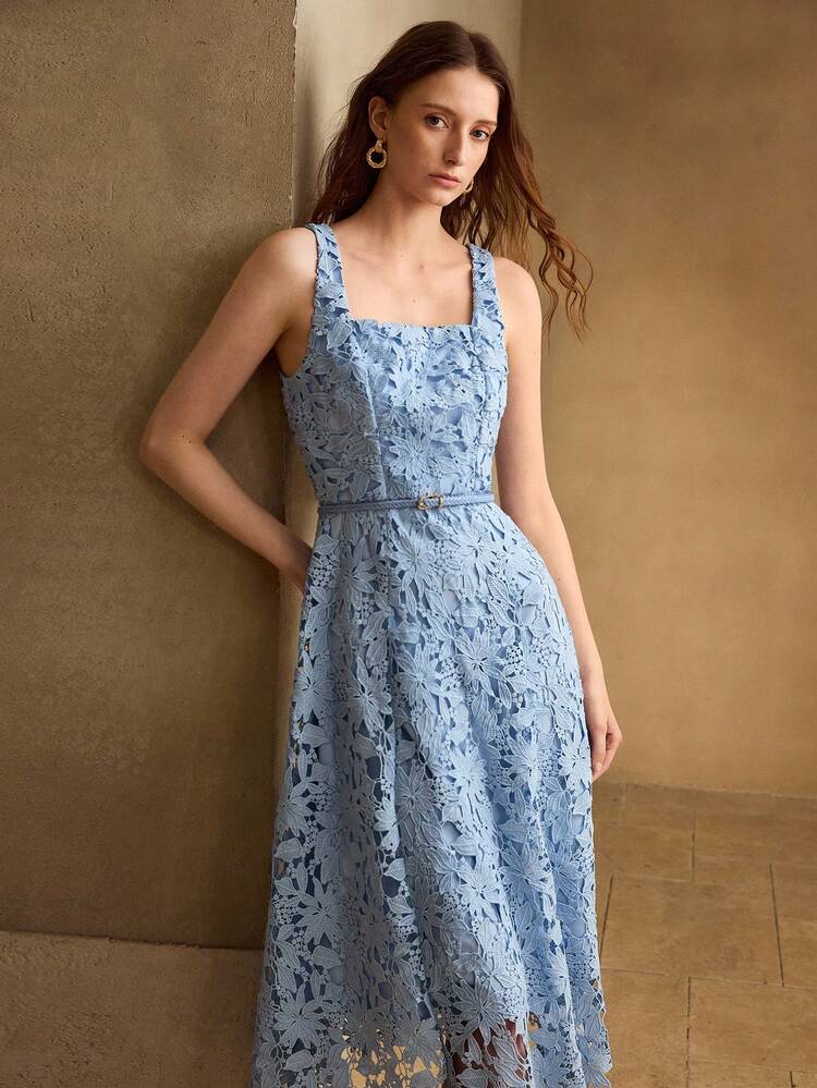 Sky Blue Floral Print Dress