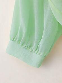New Women's Casual Solid Color Chiffon Blouse With Short Batwing Sleeves - 薄荷綠 - 查看 5