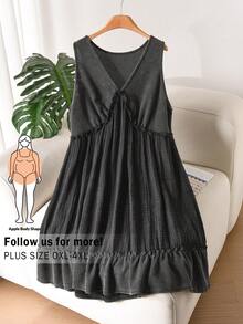 CosyJoli Đầm denim không tay dáng rộng cho nữ cỡ lớn, kiểu dáng thường ngày, hàng mới về, chất lượng tốt, kiểu dáng mới nhất, đầm đen, đầm thường ngày cho nữ, đầm mùa hè. - màu đen - Xem 5