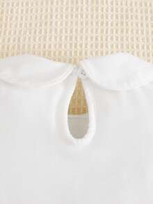 SHEIN Vintaside Kids 女婴夏季简约纯色彼得潘领短袖上衣 - 白色 - 查看 8