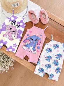 Áo liền quần cho bé gái hình thỏ xanh hoạt hình dễ thương Kawaii Lulu, họa tiết Stitch, kiểu vũ công ba lê, hoa tím chuyển sắc, phong cách Chill Chill, họa tiết đồ họa cho bé và trẻ em, áo liền quần dây đeo thoải mái phù hợp cho mùa xuân/hè, trang phục mùa hè dễ thương, đồ dùng mùa hè cho trẻ em, đồ đi chơi mùa hè, phong cách Hàn Quốc, thoải mái dễ chịu, trẻ em sành điệu, Y2K, Kawaii, dự tiệc, hàng ngày, kỳ nghỉ, dễ thương, thoải mái, phong cách Cottagecore, thường ngày cuối tuần, đi chơi gia đình, trang phục chụp ảnh. - Nhiều màu - Xem 5