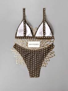 Costavie 2pcs/Set Bikini Thong Potongan Tinggi Samping Motif Bunga Kecil Berwarna-warni untuk Wanita, Pantai & Resor - MultiWarna - View 4
