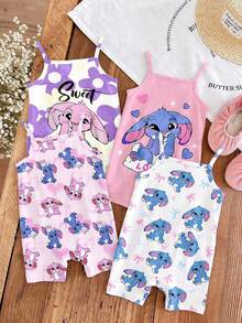 Áo liền quần cho bé gái hình thỏ xanh hoạt hình dễ thương Kawaii Lulu, họa tiết Stitch, kiểu vũ công ba lê, hoa tím chuyển sắc, phong cách Chill Chill, họa tiết đồ họa cho bé và trẻ em, áo liền quần dây đeo thoải mái phù hợp cho mùa xuân/hè, trang phục mùa hè dễ thương, đồ dùng mùa hè cho trẻ em, đồ đi chơi mùa hè, phong cách Hàn Quốc, thoải mái dễ chịu, trẻ em sành điệu, Y2K, Kawaii, dự tiệc, hàng ngày, kỳ nghỉ, dễ thương, thoải mái, phong cách Cottagecore, thường ngày cuối tuần, đi chơi gia đình, trang phục chụp ảnh. - Nhiều màu - Xem 2