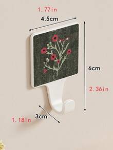 Cirelle 1pc Magnetic Hook For Refrigerator & Door, Decorative Vintage Art Print Square Magnetic Wall Hooks, Magnet Key Holder & Towel Hanger For Fridge, Locker & Entryway Decor - Multicolor - View 4