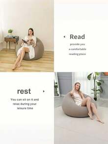 1 Oversized Inflatable Slouchy Sofa Chair, Made Of Gray Pvc Material, Portable And Foldable, Ergonomically Designed, Suitable For All Seasons, Perfect For Both Home Life And Outdoor Camping Scenarios - Multicolor - View 11