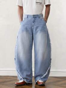 SWAVVY Men's Casual Everyday Distressed Slant Pocket Denim Jeans - Blue - View 2
