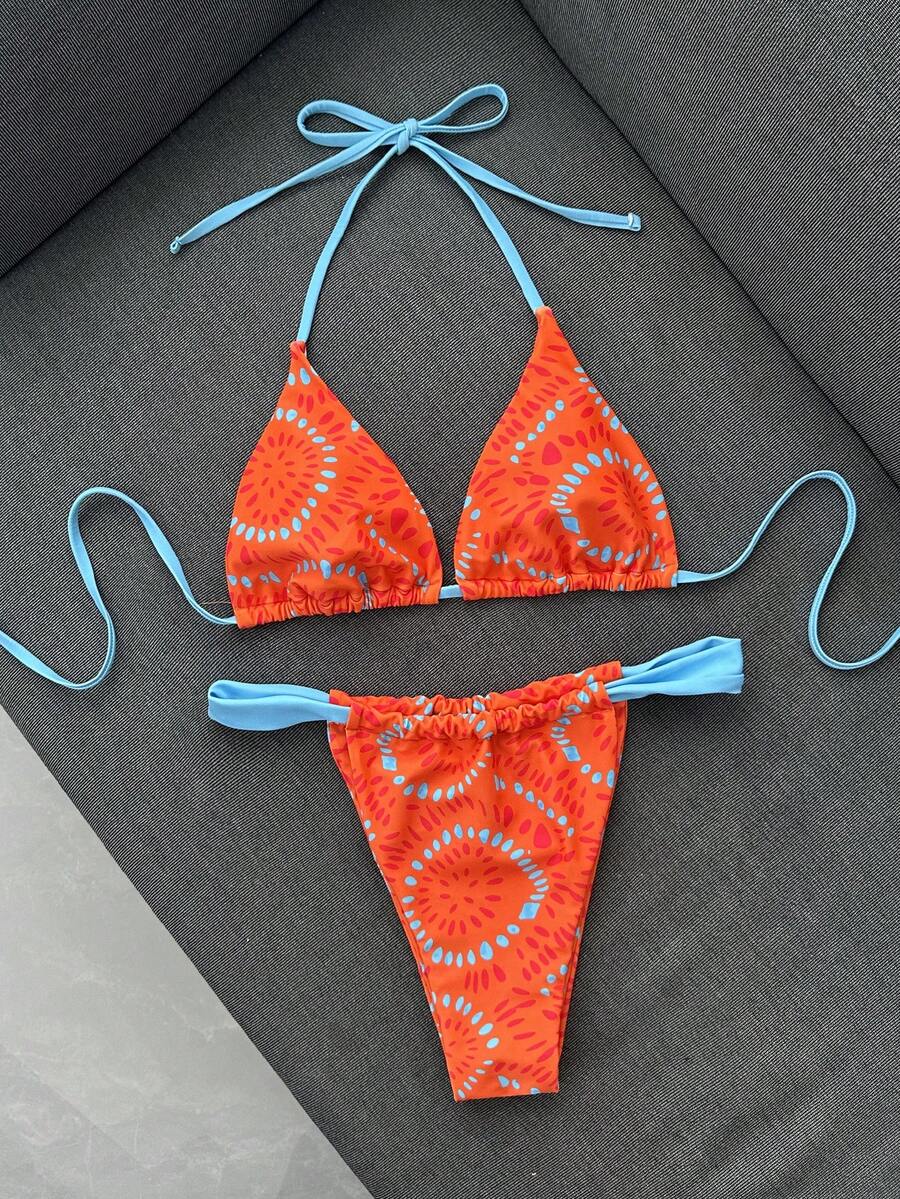 Swim Vcay Bộ bikini hai mảnh gợi cảm dành cho nữ, kiểu dây mảnh, cổ yếm, thích hợp cho kỳ nghỉ hè, đi biển. - Nhiều màu - Xem 1