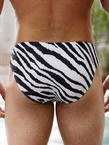 Manfinity Swimmode 男士斑馬紋泳褲 白色夏季休閒度假泳褲 泳池派對度假熱帶夏威夷海灘短褲 男士與情侶度假款 - 彩色 - 查看 4