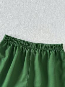 Cozy Pixies Bộ quần áo thường ngày cho bé trai gồm áo sơ mi ngắn tay và quần short in hình hươu cao cổ. - màu xanh lá - Xem 8