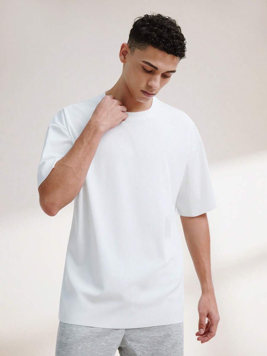 Driftmere Men's Lightweight Breathable T-Shirt, Polyester Slim Fit Short Sleeve Casual Sports Top, Summer - White - View 1