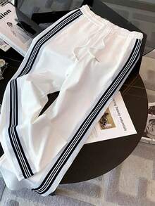 SHEIN Fitted Stand Collar Cardigan + Casual Slant Pocket Pants Set - White - View 5