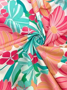 Breezaya Blusa con cuello en V, mangas con volantes y estampado floral para mujer talla grande - Multicolor - Ver 5