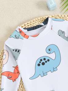 SHEIN Setelan 2 Potong Motif Liburan Tropis untuk Bayi/Balita Laki-laki - Atasan Lengan Pendek + Celana Pendek, Cocok untuk Liburan dan Bermain di Kolam Renang - MultiWarna - View 4