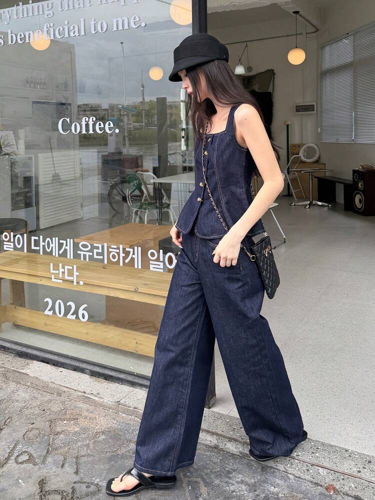 DAZY レディース デニム オーバーオール 2点セット | SHEIN JAPAN