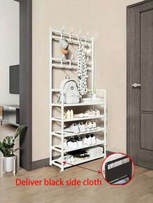 Coat Rack, Shoe Rack With 8 Detachable Hooks And 5-Tier Shoe Rack, Independent 16mm Tubular Coat Rack, Suitable For Hallways, Entrances, Living Rooms, And Dormitories. - Multicolor - View 10