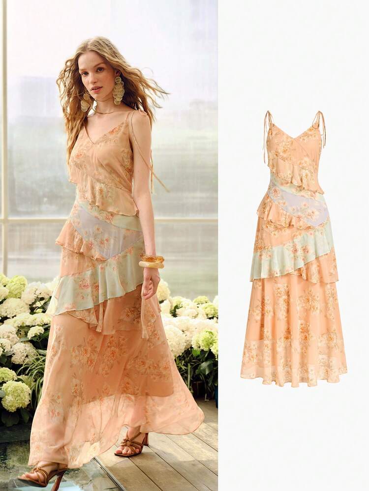 WOMEN'S FASHIONABLE PATCHWORK LONG DRESS