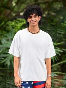 Whitmere Camiseta de manga corta casual de playa con estampado de elementos, adecuada para el verano, cómoda y transpirable, de moda líder para hombres - Blanco - Ver 5