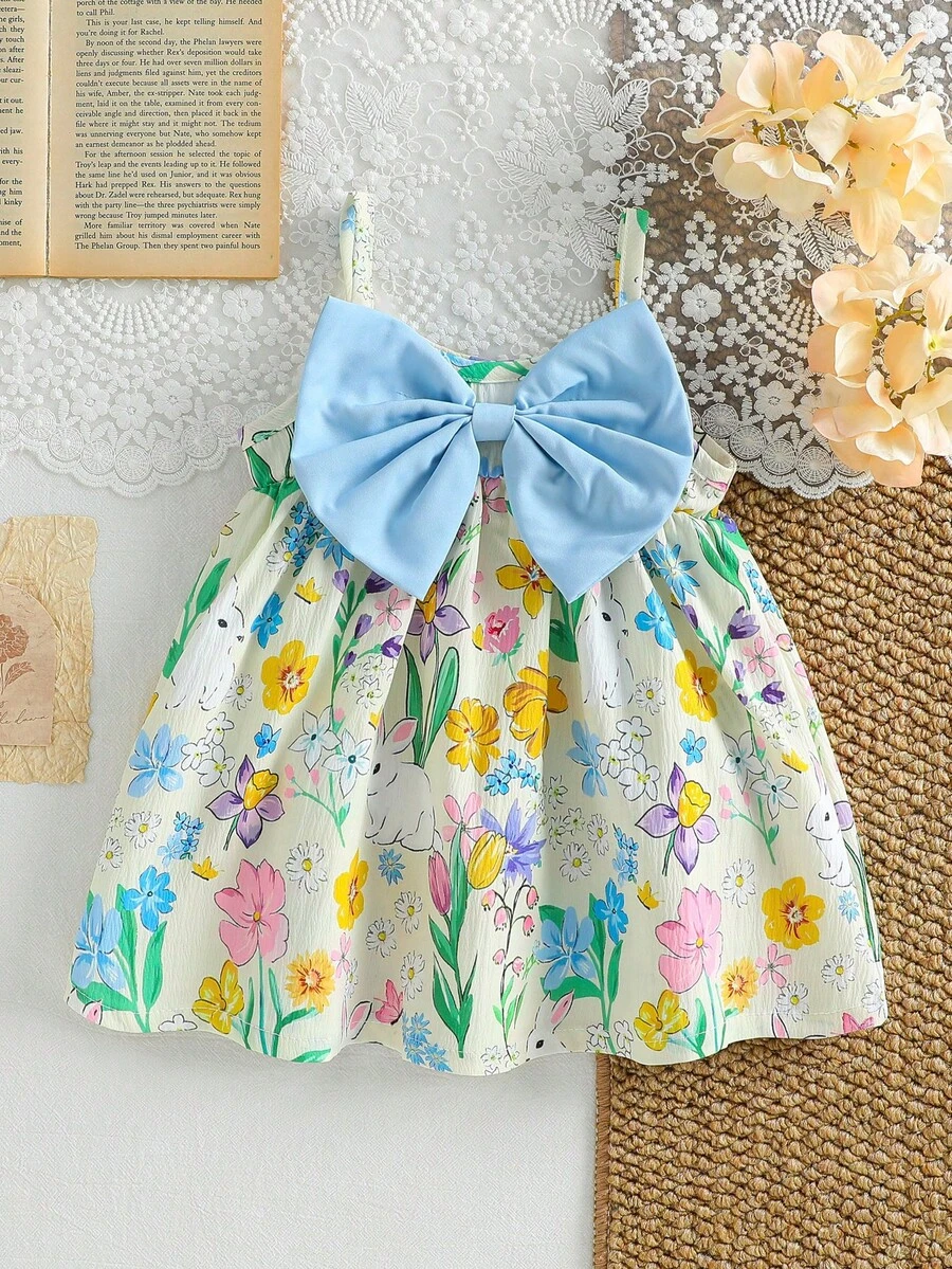 SHEIN Đầm midi không tay thời trang, thanh lịch, dễ thương cho bé gái, chất liệu vải dệt thoải mái với họa tiết bướm 3D cỡ lớn, hàng mới về mùa xuân/hè, thích hợp cho tiệc sinh nhật, mặc hàng ngày, đi nghỉ mát. - Nhiều màu - Xem 1
