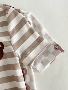Baby Boys' 2pcs/Set Snug Fit Pajamas,Summer White Cute Graphic Bear Romper,Soft Fabric Loungewear For Family Matching Holiday Healthy Growth - Apricot - View 5