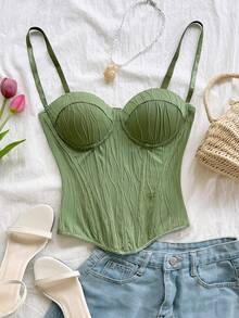 Camiseta de mujer  con textura de punto de onda, parte superior de mujer, playa, , sexy, cita, vacaciones en la playa, cita de vacaciones, té de la tarde, temporada de bodas, crucero de play - Verde - Ver 3