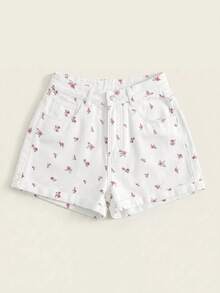 Summer Rolled-Up High-Waisted Denim Shorts - 駝色 - 查看 5