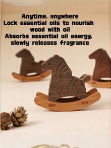 Cirelle 1pc Wooden Essential Oil Diffuser, Natural Wood Rocking Horse Aromatherapy Diffuser Ornament - multicolor - View 3