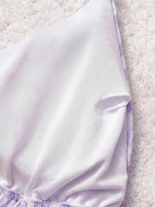 SHEIN MOD 夏季沙滩格子V领露背比基尼套装 - 紫色 - 查看 3