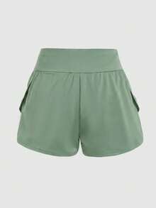 Tween Girl Casual Daily Versatile Comfortable Professional Sports Knit Solid Color Loose Elastic Shorts Tween Girl - Olive Green - View 4