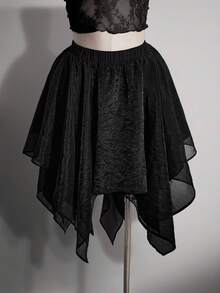 SHEIN ICON 大码女式纯色休闲百搭日常穿搭半身裙 - 黑色 - 查看 10
