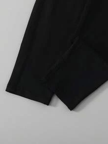 Plus Size Girls'Casual Jumpsuit,Black And Pink,Summer,School,Back-To-School Soft Knit Sleeveless Hollow Back Jumpsuit For Yoga,Gymnastics & Fitness - Black - View 7