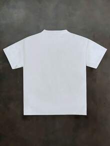 SHEIN Áo thun tay ngắn phong cách đường phố, thời trang đường phố nam, áo thun họa tiết chân dung - trắng - Xem 2