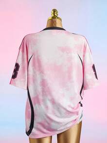 My Little Pony X SHEIN Women's Tie-Dye & Cartoon Print Round Neck Short Sleeve T-Shirt - Pink - View 2