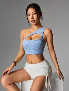 Slayform Slayform 无缝女士豹纹性感运动文胸，夏季款式，蓝色运动文胸 - 藍色 - 查看 8