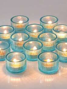 4 Packs Clear Glass Votive Candle Holders, Vintage Candle Holder For Floating Candle, Tealight Candle Holder For Table Centerpieces Home Bridal Shower Birthday Christmas Wedding Party Table Decoration, Gifts - multicolor - View 9