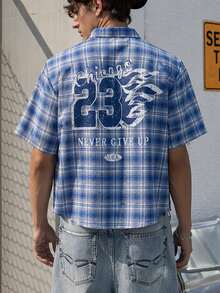 STEELVANCE Men's Casual College Style Denim Short Sleeve Shirt - Baby Blue - View 1
