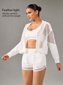 OutZeal Women Sun-Proof Jackets Workout Gym UV Protection Back Mesh Panel Hood Outdoor Tops - White - View 2