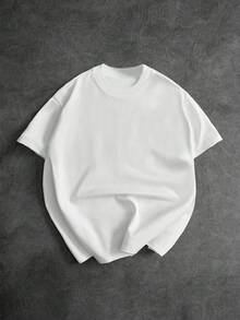 Manfinity Dauomo Camiseta de manga corta con cuello redondo y estampado de letras con efecto espumoso para hombres - Blanco - Ver 3