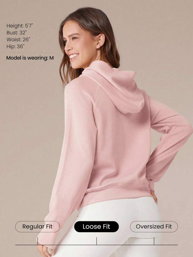 Modal Silk Touch Oversized Long Sleeve Half-Zip Hoodie  Spring Summer