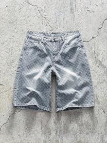 EVRINFINITE 男士復古寬鬆鉤編水洗牛仔短褲 Jorts - 淺色水洗藍 - 查看 3