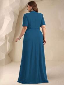 Coutiva Vestido de noche formal de talla grande (muy adornado) - Agua verde azul - Ver 2