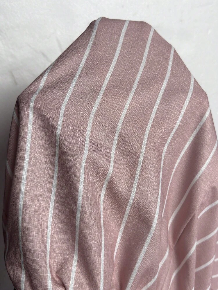 Plus Size Women V-Neck Striped Mid-Sleeve Top And Shorts Casual 2-Piece Set