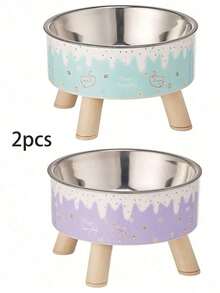1pc/2pcs Stainless Steel Elevated Pet Bowls With Sturdy Stand, Anti-Slip & Anti-Spill, Large Capacity For Cat And Dog Food And Water - multicolor - View 18