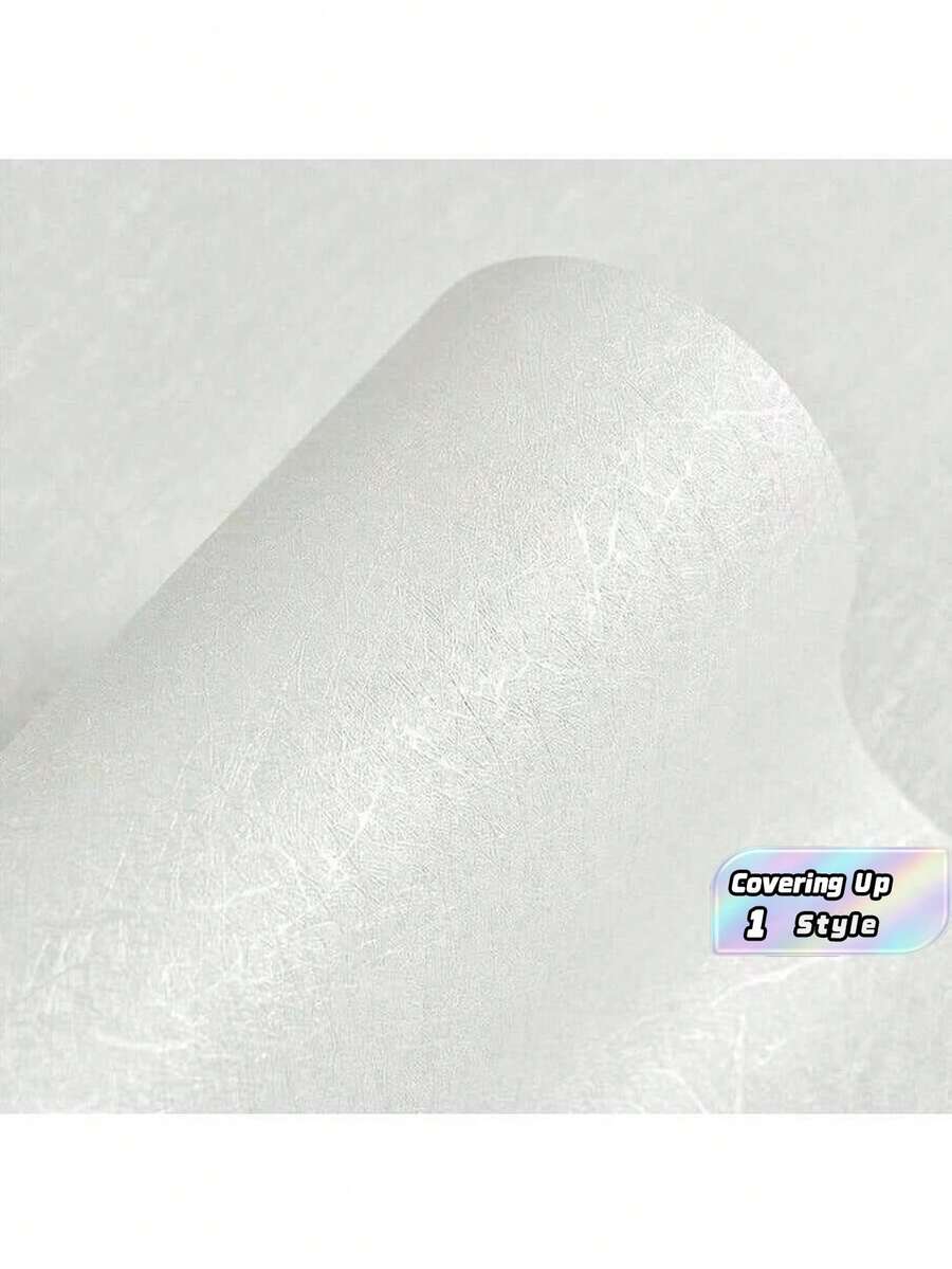 1卷白色仿丝绸家居装饰自粘墙纸，可撕贴，适用于房间装饰、卧室、客厅、厨房橱柜墙贴，加厚可移除接触纸，适用于台面、家具翻新墙纸卷