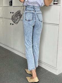 DAZY Ladies' Casual Slim Fit Denim Pants With Pockets Women Jeans - Baby Blue - View 2