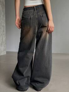 DAZY Women's Loose Fit Wide Leg Casual Sexy Jeans Petite Swimming Pastal Summer - Blue - View 4