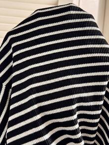 SHEIN 孕妇条纹圆领休闲百搭背心 - 黑與白 - 查看 6