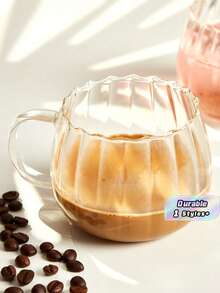Taza de vidrio de calabaza festiva - Taza resistente al calor de borosilicato con asa para café/jugo, juego de tazas de desayuno navideño, decoración navideña del hogar con rayas verticales - transparente - Ver 1