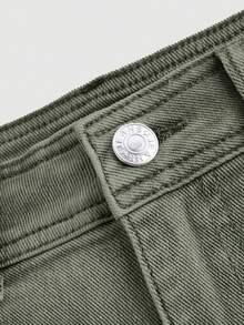 SHEIN MOD Plus Size Women's Cargo Pocket Casual Denim Mini Skirt Formal Sage Green Summer - Green - View 3