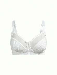 SHEIN 1件加大码女士提花柔软文胸 - 白色 - 查看 6