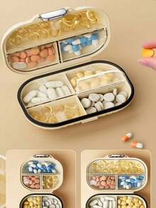 2pcs/1pc Portable Weekly Pill Box, Compartment Medication Storage Container With Lid, Waterproof Sealed Medicine Organizer - Multicolor - View 9
